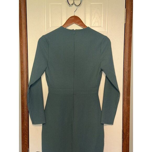 NWT Karlie Teal Long Sleeve Midi Dress With Deep V-Neck  Size Small - Picture 8 of 14